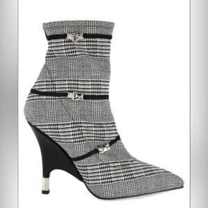 GIUSEPPE ZANOTTI 114M Plaid Stiletto Heel Ankle Boots. Size40